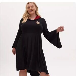 Torrid Black High Low Dress with Red Hood